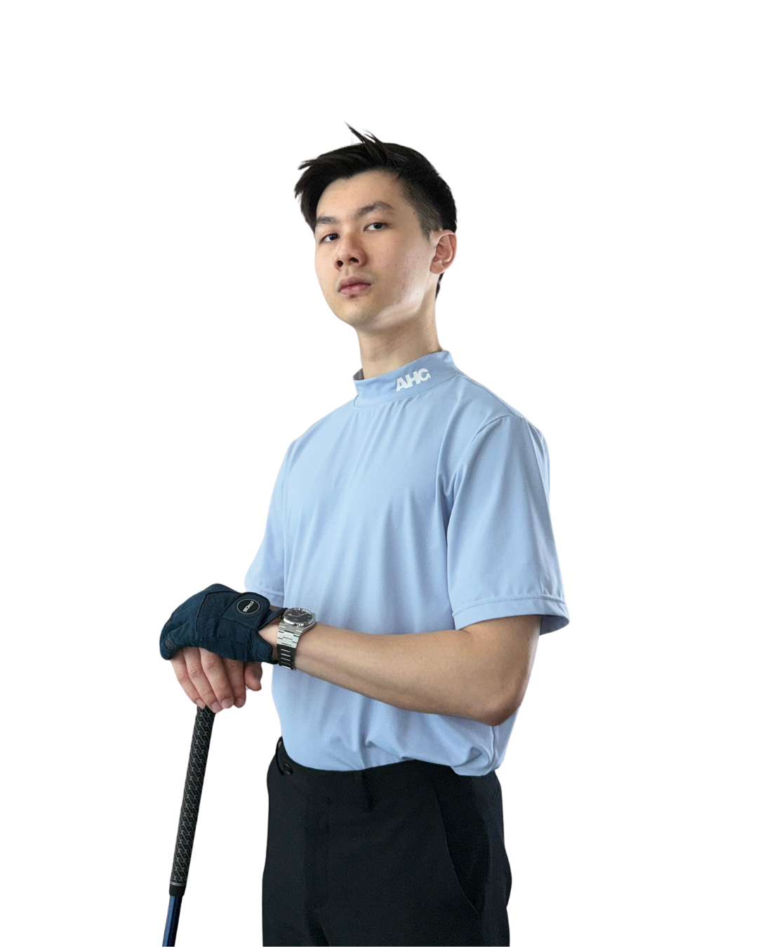 Alderhall Golf Sky Mock Neck Shirt Worn by Model